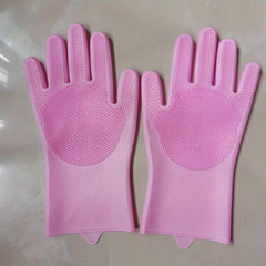 Kitchen Silicone Dishwashing Gloves with Dishwashing Brush