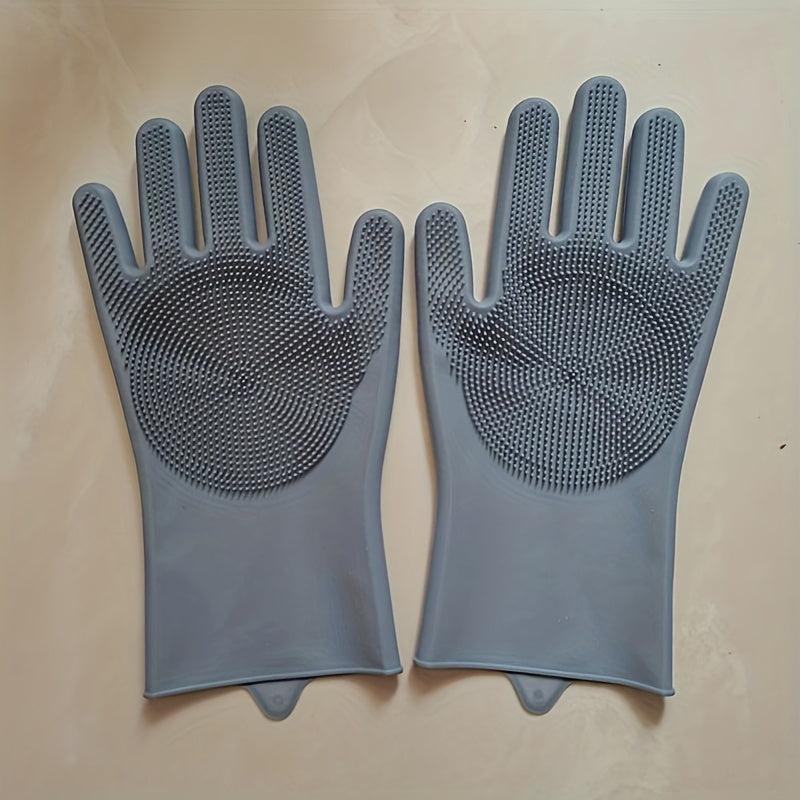 Kitchen Silicone Dishwashing Gloves with Dishwashing Brush