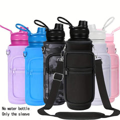 Insulated Water Bottle Carrier Sleeve Bag with Strap and Pockets