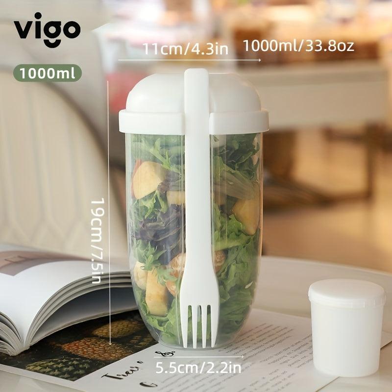 Salad Cup Plastic Meal Shaker Container with Fork and Dressing Holder