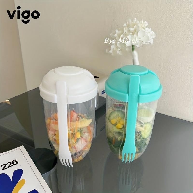 Salad Cup Plastic Meal Shaker Container with Fork and Dressing Holder
