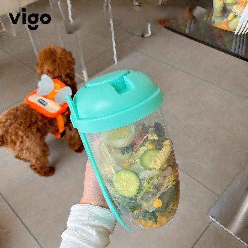 Salad Cup Plastic Meal Shaker Container with Fork and Dressing Holder