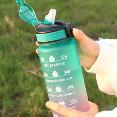 32oz Sports Water Bottle Non Toxic Plastic Fitness Jug With Time Marker