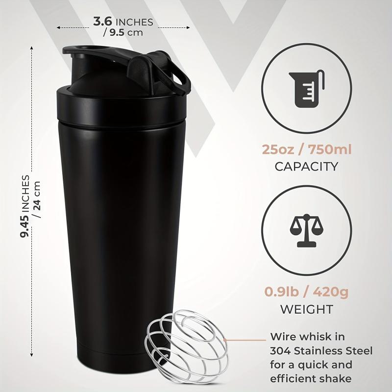 Thermal Protein Shaker Bottle Double Walled Stainless Steel Insulated Vacuum Fla
