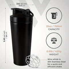 Thermal Protein Shaker Bottle Double Walled Stainless Steel Insulated Vacuum Fla