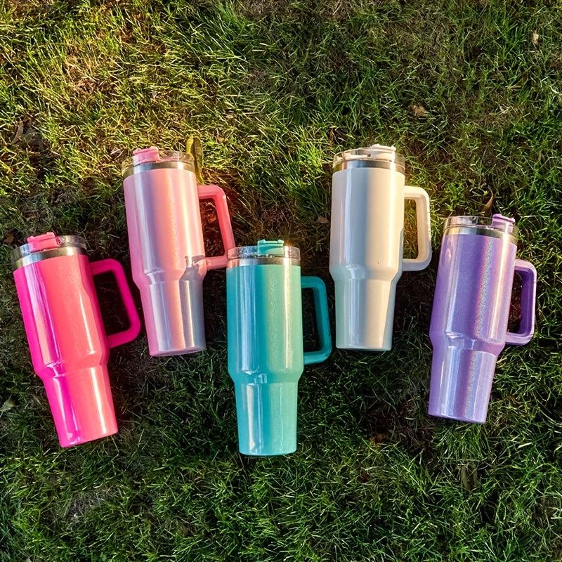 40oz Glitter Tumbler Stainless Steel Water Bottle With Lid & Straw