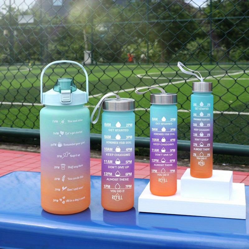 4pcs Motivational Water Bottles With Straw for Fitness