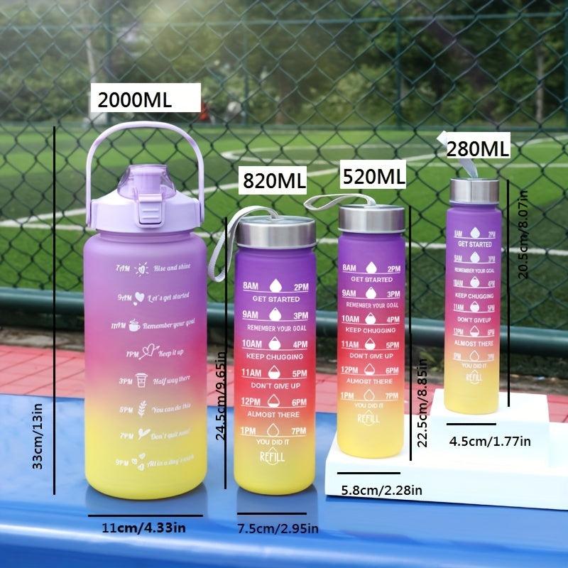 4pcs Motivational Water Bottles With Straw for Fitness