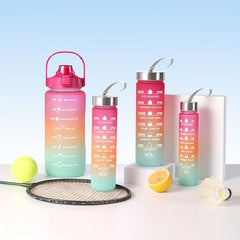 4pcs Motivational Water Bottles With Straw for Fitness