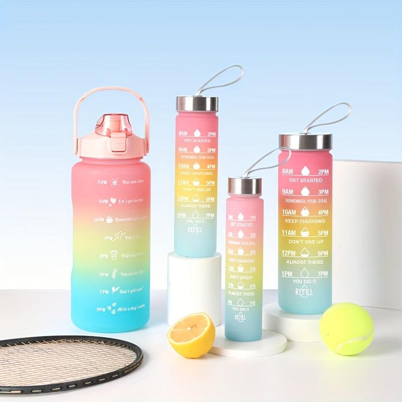 4pcs Motivational Water Bottles With Straw for Fitness