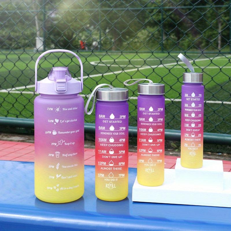 4pcs Motivational Water Bottles With Straw for Fitness