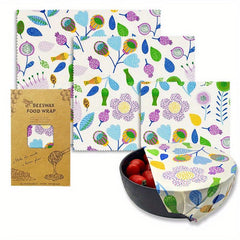 3-Pack Beeswax Food Wrap Organic Biodegradable Zero Waste Plastic Storage