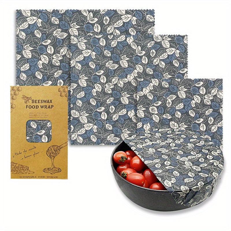 3-Pack Beeswax Food Wrap Organic Biodegradable Zero Waste Plastic Storage