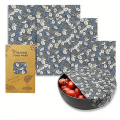 3-Pack Beeswax Food Wrap Organic Biodegradable Zero Waste Plastic Storage