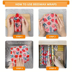 3-Pack Beeswax Food Wrap Organic Biodegradable Zero Waste Plastic Storage