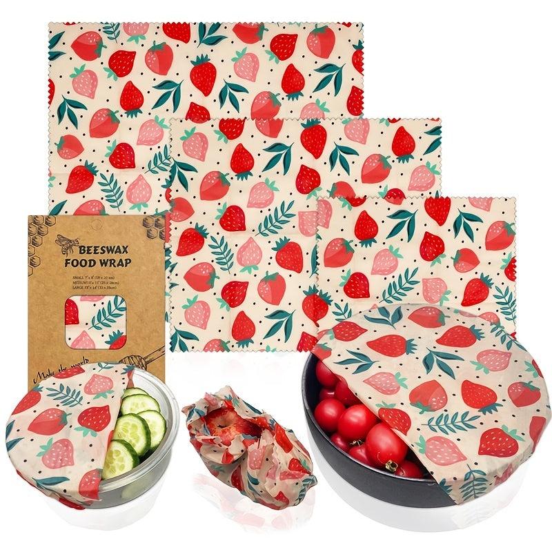 3-Pack Beeswax Food Wrap Organic Biodegradable Zero Waste Plastic Storage
