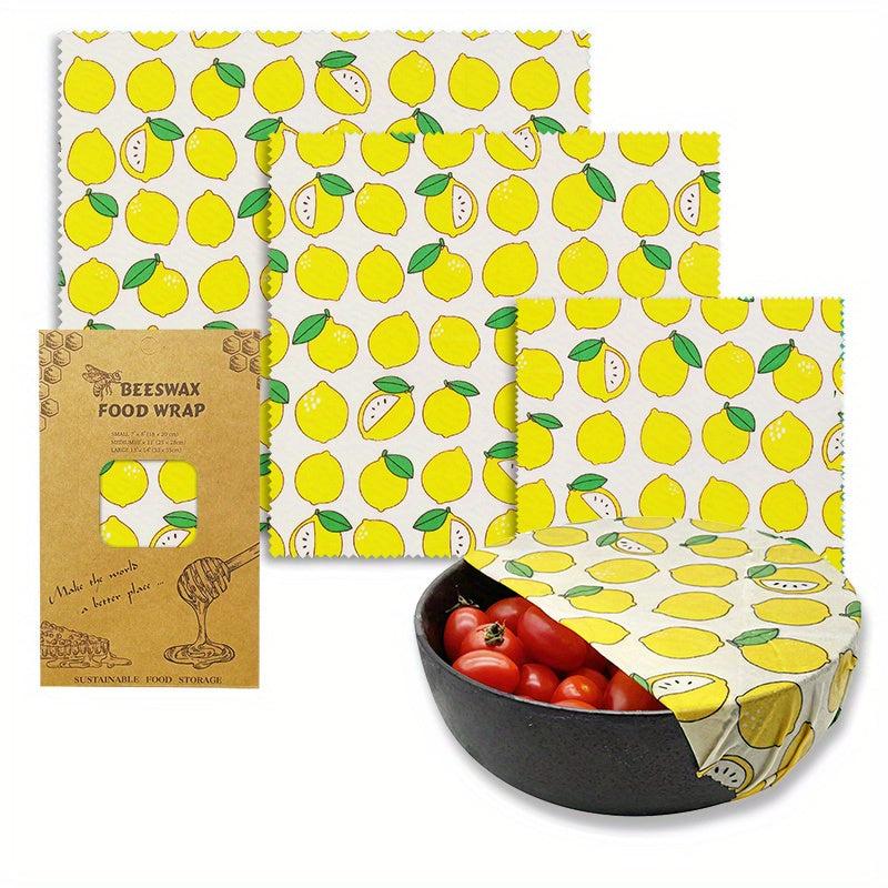 3-Pack Beeswax Food Wrap Organic Biodegradable Zero Waste Plastic Storage