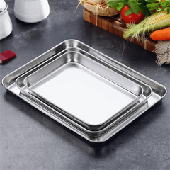 2pcs Stainless Steel Non Stick Baking Tray, Outdoor Picnic Kitchen Utensils