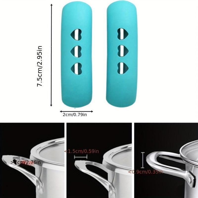 2pcs Silicone Anti Scald Pot Handle Cover Heat Resistant Cast Iron Handle Cover