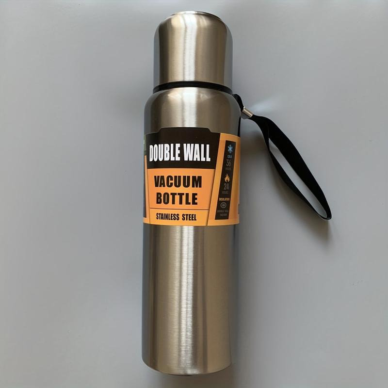 Stainless Steel Vacuum Bottle with Adjustable Strap 1L