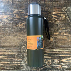 Stainless Steel Vacuum Bottle with Adjustable Strap 1L
