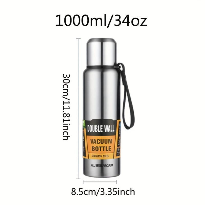 Stainless Steel Vacuum Bottle with Adjustable Strap 1L