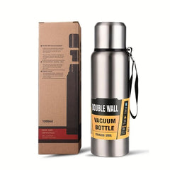 Stainless Steel Vacuum Bottle with Adjustable Strap 1L