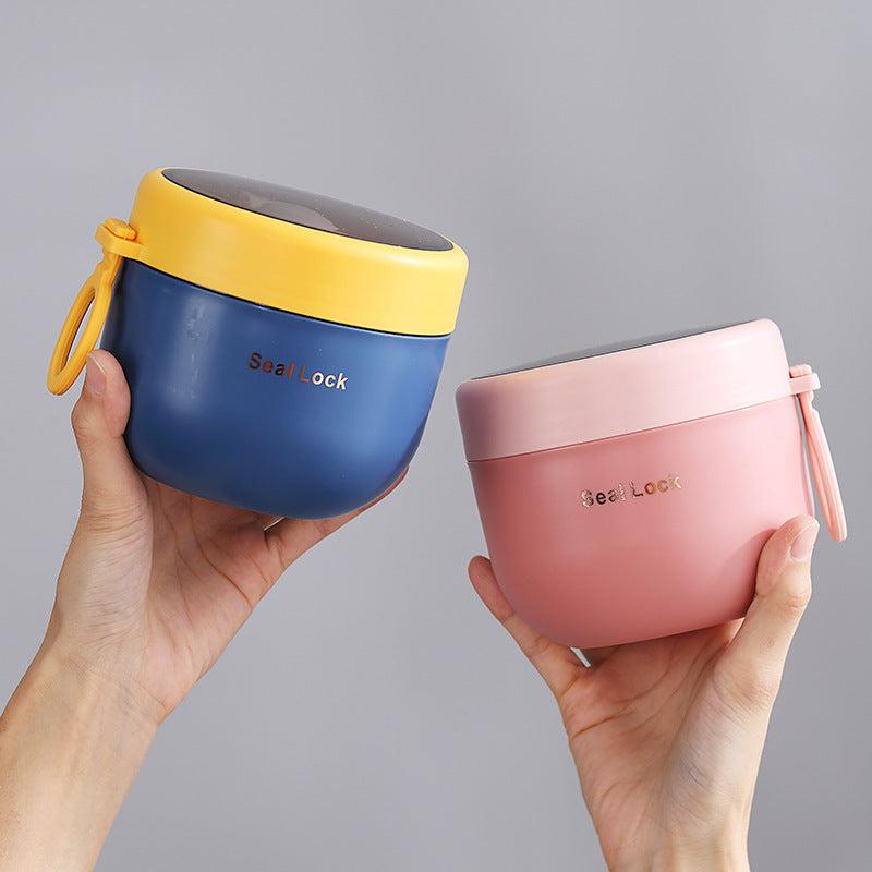 Portable Thermal Lunch Box 600ml Insulated Food Container with Spork