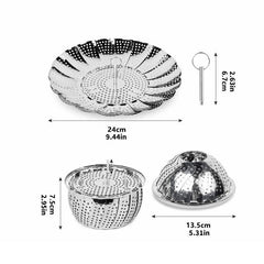Stainless Steel Vegetable Steamer Basket - Fits 15-26 cm Pots