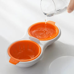 Microwave Egg Poacher 2 Eggs Silicone Non Stick Cooker Draining Egg Boiler