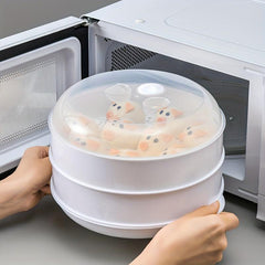 Microwave Steamer 26x42cmx10 Heat Resistant Cooker with Strainer and Lid