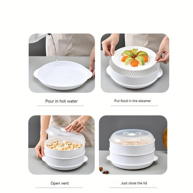 Microwave Steamer 26x42cmx10 Heat Resistant Cooker with Strainer and Lid