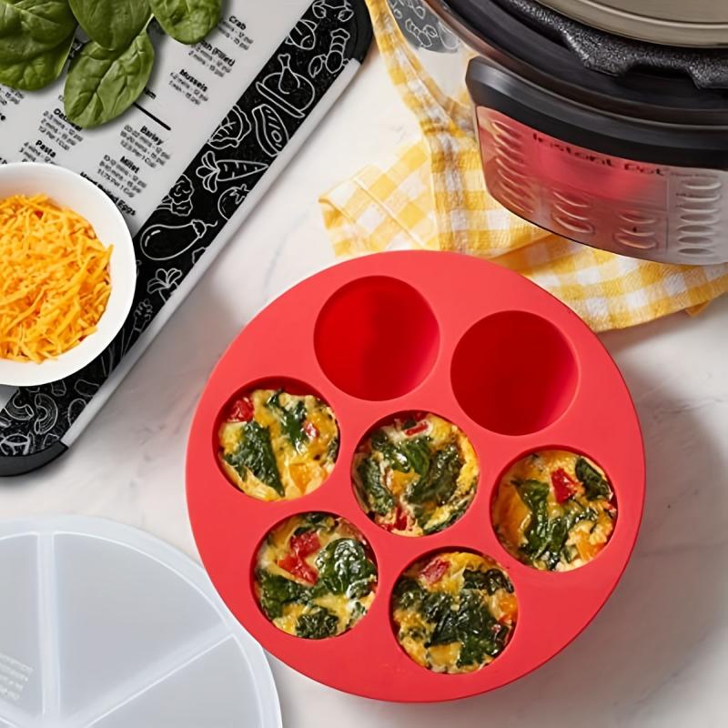 Instant Pot Silicone Egg Bites Pan With Lid 6 & 8 Quart Red