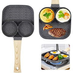 Nonstick Frying Omelet Pan 3-Hole Egg Breakfast Maker