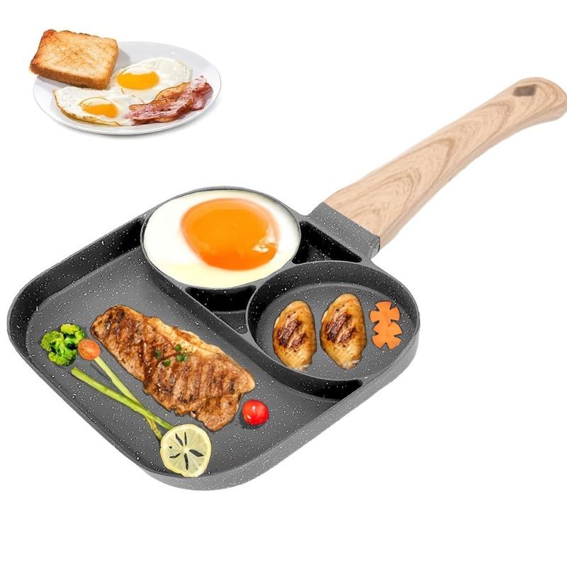 Nonstick Frying Omelet Pan 3-Hole Egg Breakfast Maker
