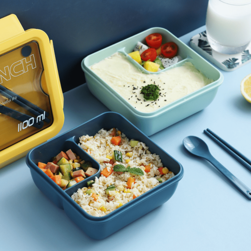 Microwave Lunch Box With Spoon & Chopsticks Food Storage Container Bento Box