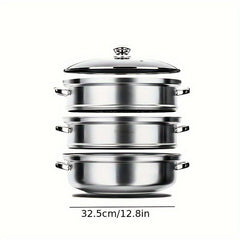 3 Tier Steamer Pot With Lid Stainless Steel Stockpot Kitchen Utensils