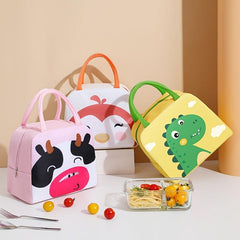 Kids Insulated Lunch Bag with Dino Penguin Cow Print