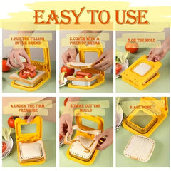 2Pcs Sandwich Cutter & Sealer Set Square Stainless Steel & Plastic Cookie Cutter