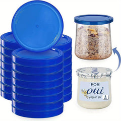 30-60 Pcs Clear Plastic Oui Yogurt Jar Lids for Glass Jars Kitchen Storage
