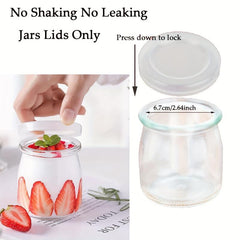 30-60 Pcs Clear Plastic Oui Yogurt Jar Lids for Glass Jars Kitchen Storage