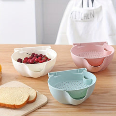 Multifunctional Double Layer Drain Basket Food Strainer Colander Bowl