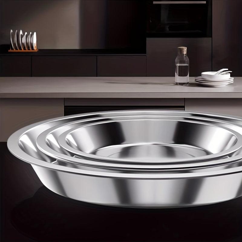 10 Pcs Stainless Steel Round Plates Dinner Plate Camping Dishes