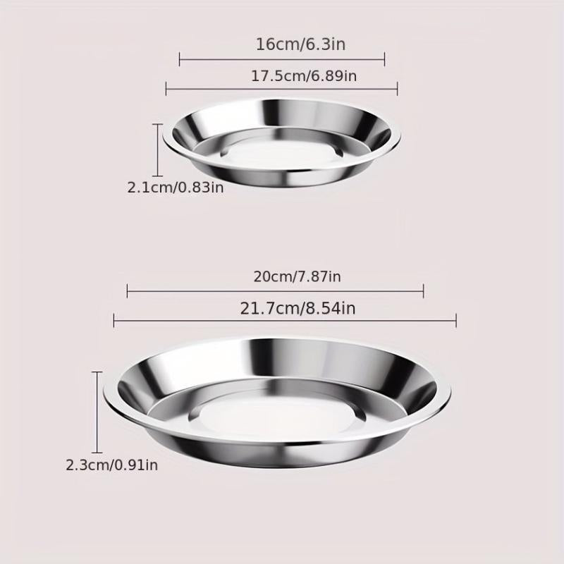 10 Pcs Stainless Steel Round Plates Dinner Plate Camping Dishes