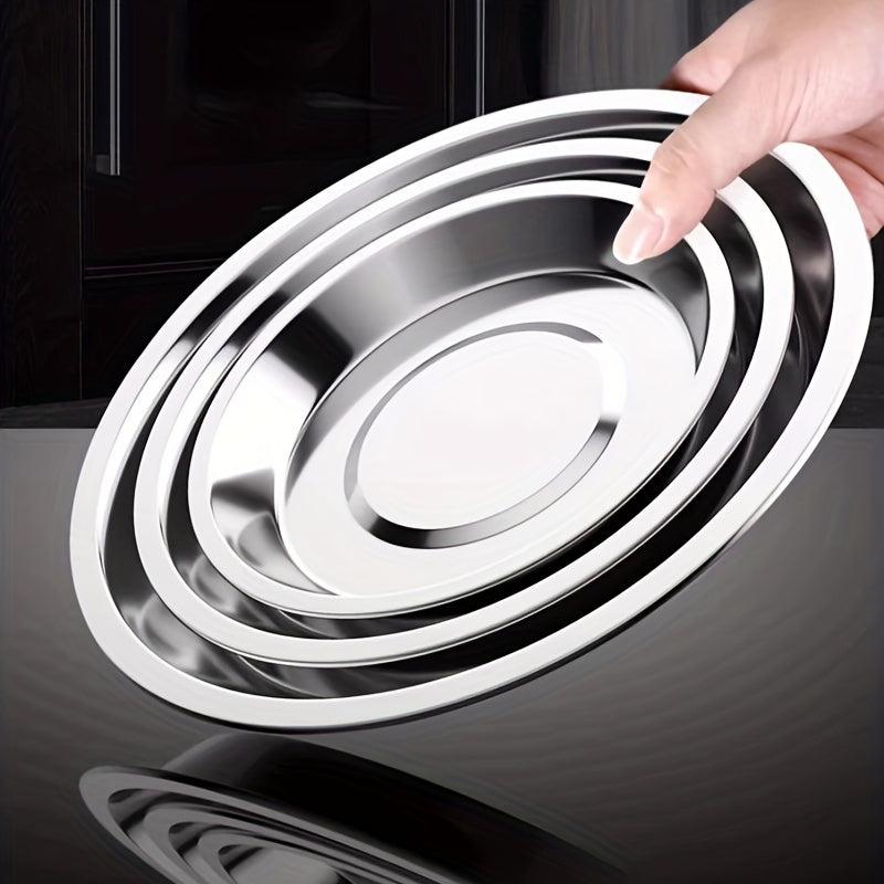 10 Pcs Stainless Steel Round Plates Dinner Plate Camping Dishes