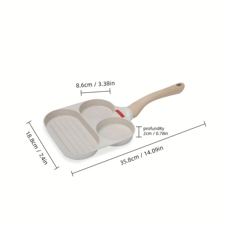3 Holes Frying Pan Non Stick Cast Iron Skillet for Gas Stove Top