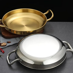 Stainless Steel Plate with Handle for BBQ Hot Pot Ramen Pasta Salad