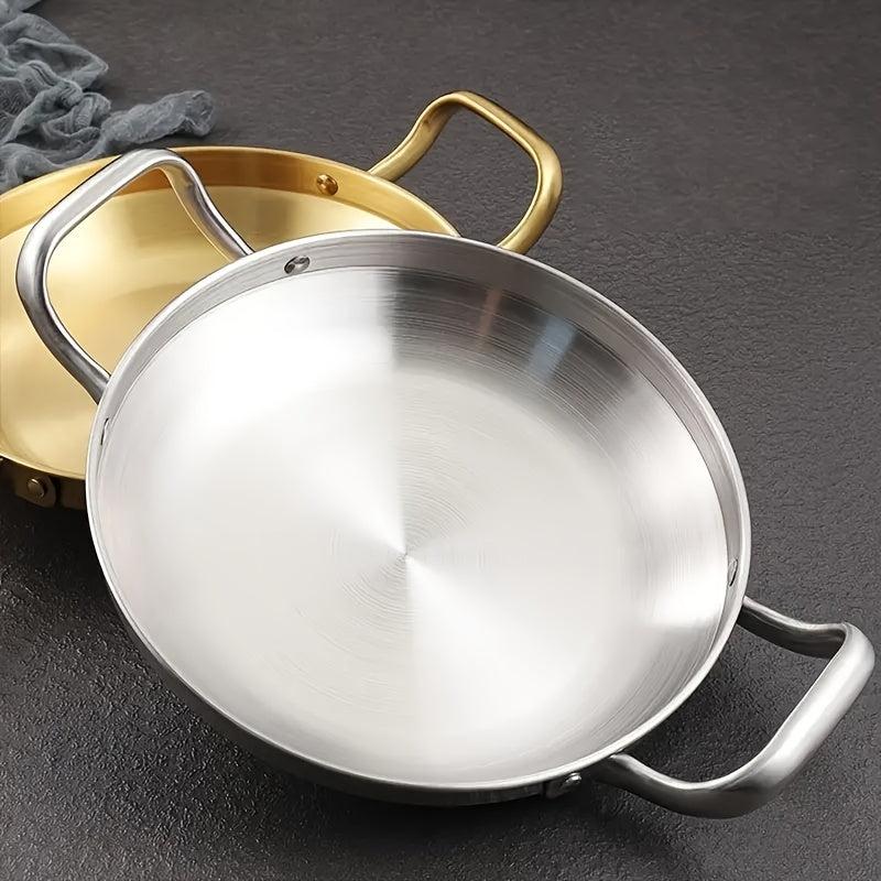 Stainless Steel Plate with Handle for BBQ Hot Pot Ramen Pasta Salad