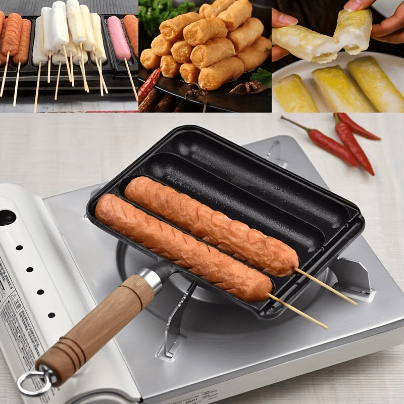 Cast Iron Sausage Pot for Roasting Lamb Skewers and Gluten-Free Sausages