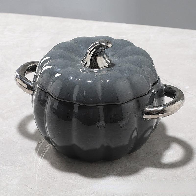 1pc Pumpkin Stockpot With Lid 18 01cm Ceramic Pumpkin Cooking Pot